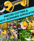 Cordless Brushless Electric Pruning Shears With 2.6 Inch Opening And Dual 2Ah Battery Pack used in various garden scenarios.