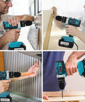 18V Cordless Electric Drill And Screwdriver Power Tool Set With Two 55 Ah Rechargeable Batteries in use for various DIY tasks