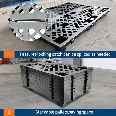 Heavy Duty Interlinked Plastic Pallet With Ventilated Grid, Stackable Industrial Grade HDPE Pallet For Warehouse And Garage