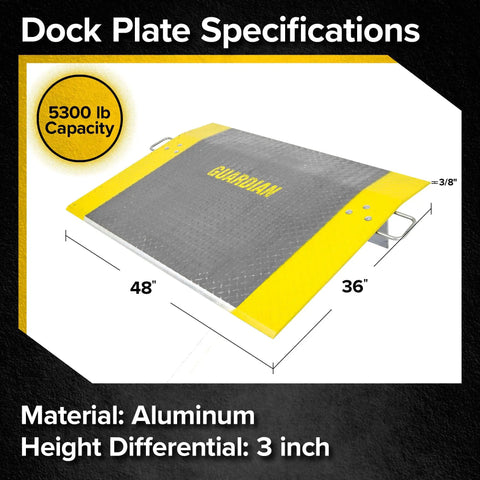 Rock Solid Aluminum Dock Plate Covers Standard 36 By 48 Inch Surface Rated Tough At 5300 Pound Capacity Easy On Pallet Jacks And Hand Carts While Plugging Truck Trailer Gaps For Hassle Free Daily Operation
