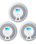 Top Shelf Smoke Detector And Carbon Monoxide Alarm Combo 3 Pack ETL Approved with a digital display and sound sensors.
