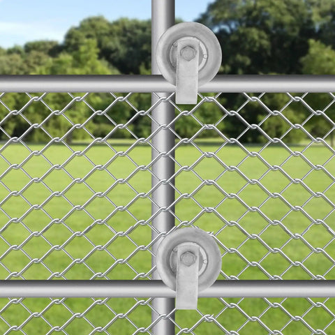Heavy Duty Galvanized Gate Rollers For 1 5 8 Inch Pipe Track Built To Last With Smooth Sliding Action installed on a gate