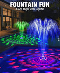 Two In One Floating Pool Fountain With Lights For Inground And Above Ground Pools, LED Underwater Light Show at night