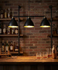 Black And Gold 3 Light Linear Kitchen Island Pendant With Adjustable Rods above bar, industrial farmhouse lighting fixture