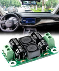 Clean Power Supply Filter Board Zero To Fifty Volt Three Amp Hiss Killer For Car Audio And Industrial Gear with capacitors in an interior setting.