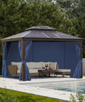 Outdoor Gazebo Curtains 10x12 Navy Blue 4 Panels Sidewalls With Zipper Waterproof on garden gazebo