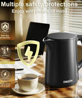 Compact 0.8L Travel Electric Kettle With Double Wall 304 Stainless Steel Auto Shut Off Portable Kettle for safety protections