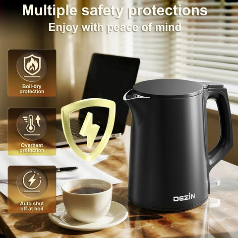 Compact 0.8L Travel Electric Kettle With Double Wall 304 Stainless Steel Auto Shut Off Portable Kettle for safety protections