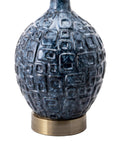 Blue ceramic base of Tucson 28 Inch Ceramic Table Lamp With Linen Shade For Living Room, Bedroom Or Entryway On Off Switch