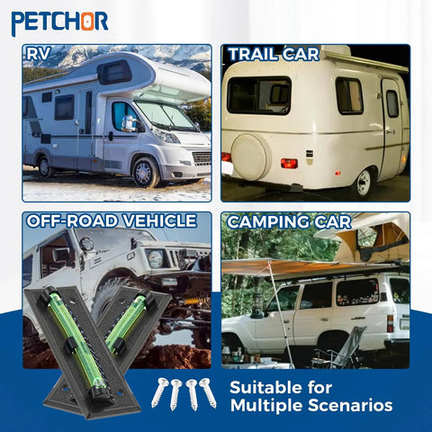 2 Pack RV Bubble Level Kit With Sticky Mount, Stick On Leveling System for RV, trailer, off-road, and camping cars with screws