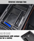 Two Pack Center Console Organizer Tray And Armrest Storage Box For Honda CRV 2023 2024 2025 2026 EX L Hybrid Sport Touring ABS Material Easy Install showing compartments with wallet and pens.