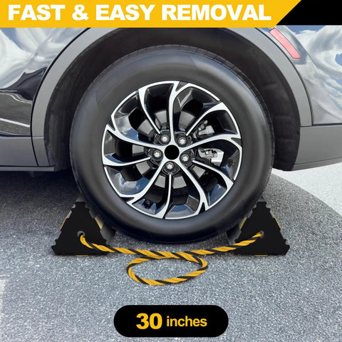 Heavy Duty Rubber Wheel Chocks With Rope Two Pair Or Four Pack Reflective Strips Anti Roll Immobilizer for cars