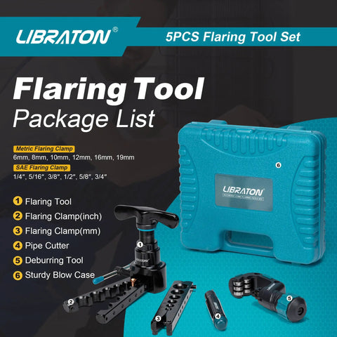 Hvac Flaring Tool Kit For Copper Pipes Metric And Saes Sizes 45 Degree Eccentric Cone Ac Repair Gear Smooth Operator Design Dang Tough Build Straight Fire Results For Mechanics And Handyman Crew