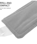 Close-up of gray two pack door silencers for noise reduction and quiet door closer cushion, fabric detail visible