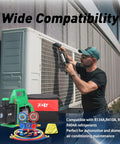 Beefy Vacuum Pump And Gauge Set With Aluminum Manifold, 4.5 CFM, Quick Couplers, 410 Adapter, Can Tap Tool, And Carrying Tote For R134A R410A R22 R404A Refrigerants And AC Maintenance on HVAC unit