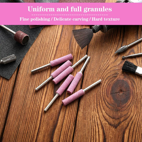 Diamond Chainsaw Sharpener Kit 32 Pieces Pink Sharpeners With 0.22 Inch Heads Pro Grade Diamond Burrs on Wooden Surface