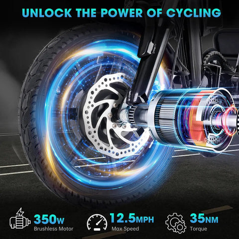 Three Wheel Electric Trike For Adults With 500W Peak Brushless Motor Foldable Ebike 480Wh Removable Battery Easy Step Through Frame rear wheel motor detail