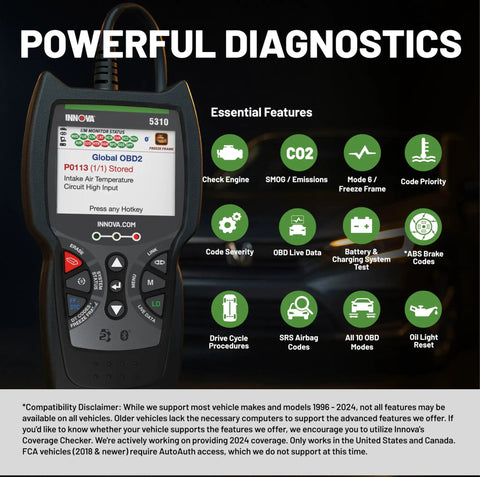 OBD2 Scanner For ABS And SRS Codes, Check Engine Light Diagnostic Tool With Battery Test, Oil Reset, Live Data