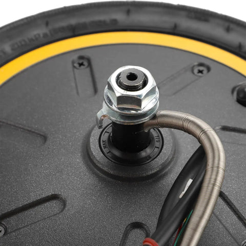 Close-up of rear wheel drive hub motor for electric scooter 36V 350W replacement for commuting and urban travel durable metal