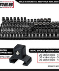 80 Piece Socket Organizer Rail Set For 1/4, 3/8, And 1/2 Inch Drives - Holds 80 Sockets In A Slim Black Rack, Keeps Your Tool Box Tidy And Ready To Roll