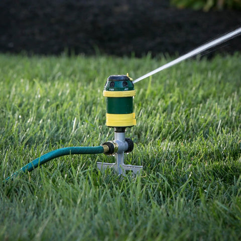 Six Pattern Rotary Sprinkler With Spike For Lawns And Gardens, Adjustable Spray From 25 To 360 Degrees, Covers Up To 70 Feet