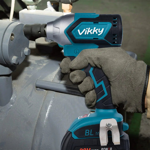 Person using 20V 1/2 Inch Brushless Cordless Impact Wrench Kit With 4 Speed Control on machinery