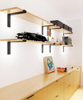 Eight Pack 12-Inch Z Shelf Brackets With Lip Black Heavy Duty Wall Mounted Shelving Support For DIY Projects Fits 11.25 Inch Boards