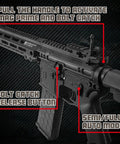 Straight Fire Gel Splatter Ball Blaster Slr Upgrade in black, featuring controls for bolt catch and firing modes, metallic and nylon construction.