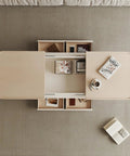Kick Back On This Sturdy Rustic Coffee Table Featuring Deep Storage Compartments Solid Wood Industrial Centerpiece Real Deal Furnishings For Modern Living Room Setups, overhead view with open compartments.