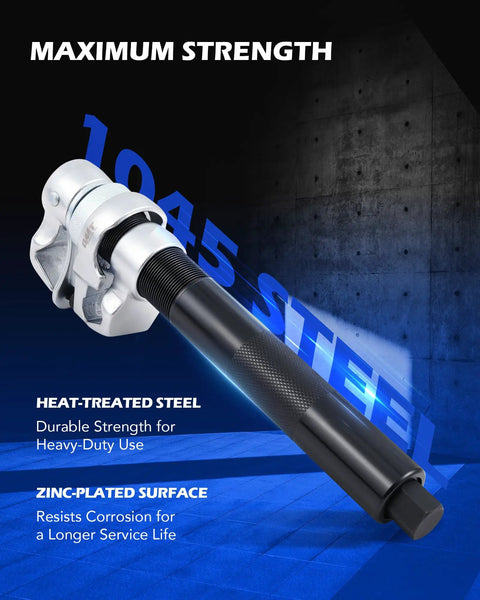 Close-up of the Beefy Heavy Duty Coil Spring Compressor Tool Set 2200lb showing steel construction and zinc-plated surface.