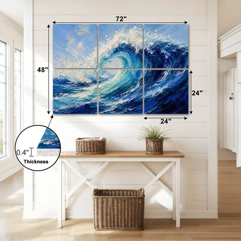 Total Vibe Upgrade With These Peel And Stick Acoustic Panels 6 Pack Sound Absorbing Ocean Wave Wall Pads Noise Dampening Foam Totally Kills Echo For Home Recording Studio, 72x48 inch ocean wave artwork.