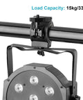 Black plastic O-clamp stage light mount for DJ PAR fixtures; fits 1–2 in OD pipe, 5-pack