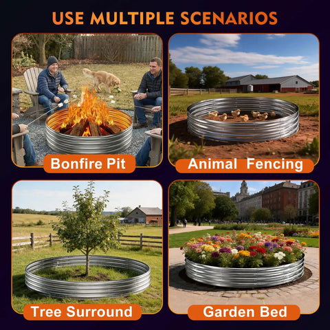 Heavy Duty Steel Outdoor Fire Pit Ring For Wood Burning 60 Inch Large Modern Metal Bonfire Pit with multiple uses