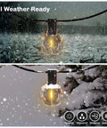 50Ft Led G40 Globe String Lights With 50 Plus 2 Dimmable Edison Bulbs, Shatterproof Outdoor Patio Lights in rain and snow