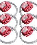 Lockout Tagout Cable Lock Kit with adjustable six point five feet steel cable and vinyl coating five thirty second inch diameter LOTO, set of six