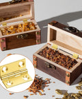 Image of jewelry wooden boxes using Five Pack Mini Brass Jewelry Box Hinges Set Gold Folding 1 Inch Hinge With Mounting Screws.