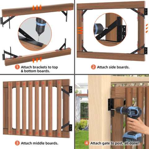 Two Pack Corner Brace Bracket Kit For Wooden Gates And Fences Heavy Duty Steel No Sag Gate Hardware For Shed Doors Driveways Corral Gates And Wood Windows Rust Resistant Triangular Support Brackets