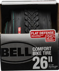 Flat Defense Comfort Bike Tire For 26 Inch Wheels 1.75 To 2.25 Inch Width Black With Puncture Protection And 25 Percent More Strength