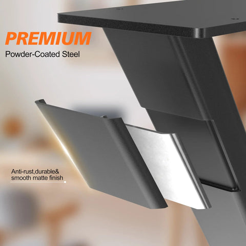 Close-up of adjustable steel on Heavy Duty Metal Table Legs 28x17.7 Inch Industrial X Frame for DIY dining table with matte finish.