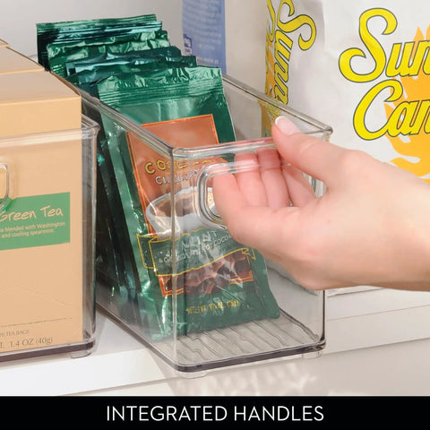 Heavy Duty Clear Plastic Stackable Pantry Bins Set Of Two With Easy Grip Handles For Kitchen Organization And Grocery Storage Containers That Gonna Keep Your Pantry Game Solid