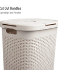 Slim Laundry Hamper With Lid 60L Tall Narrow Basket For Bathrooms Closets And Laundry Rooms Plastic Ivory Space Saver