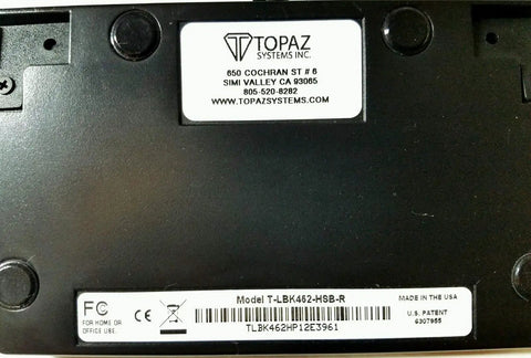 Back view of the Slick Backlit LCD Signature Capture Pad with USB plug for easy setup, model T-LBK462-HSB-R.
