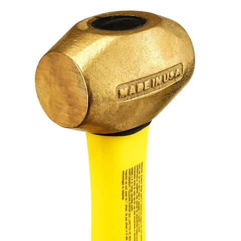 Brass Drilling Hammer 2 Lb Non Sparking Tool With 8 Inch Fiberglass Handle And Double Faced Head USA Made Non Marring