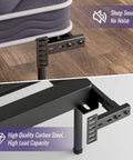 Adjustable Headboard Brackets Metal Bed Frame Wall Mounts With Footboard Extension Kit Fits Twin Full Queen King Bed, showing steel brackets on a bed frame.