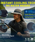 Man kayaking wearing Cooling Sun Hat With Neck Flap For Men And Women, breathable wide brim, UV protection in khaki M/L.