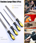 Pro Grade Metal File Set With 12 Needle Files And Storage Bag Including Large Flat Half Round Triangle And Round Files Plus Steel Brush