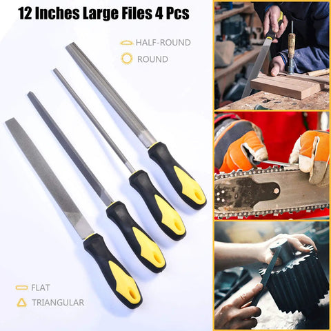 Pro Grade Metal File Set With 12 Needle Files And Storage Bag Including Large Flat Half Round Triangle And Round Files Plus Steel Brush