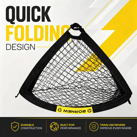 Portable 4x3 Ft Pop Up Soccer Goal For Backyard And Indoor Use showing quick folding design with net and frame