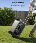 Person pulling SOLIX F3000 Portable Power Station With 3072Wh Battery And 6000W Recharging Solar Generator on grass