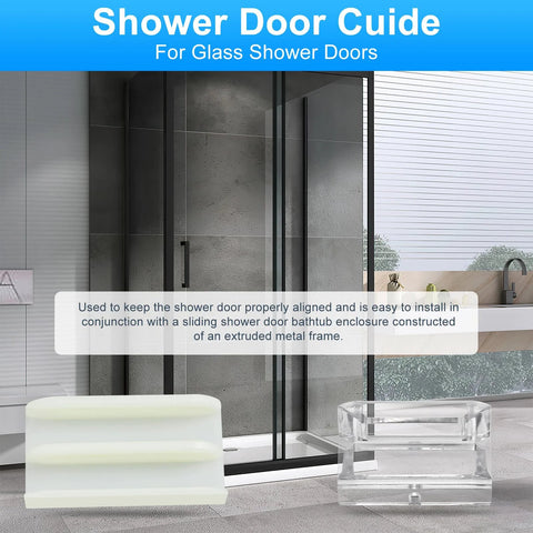 Sliding Shower Door Bottom Track Set For Glass Doors Compatible With One Half Inch And Three Eighth Inch Grooves Includes Two Tracks For Seven Sixteenths Inch And Five Sixteenths Inch Glass Doors Durable Material For Long Lasting Performance, shown with shower background.